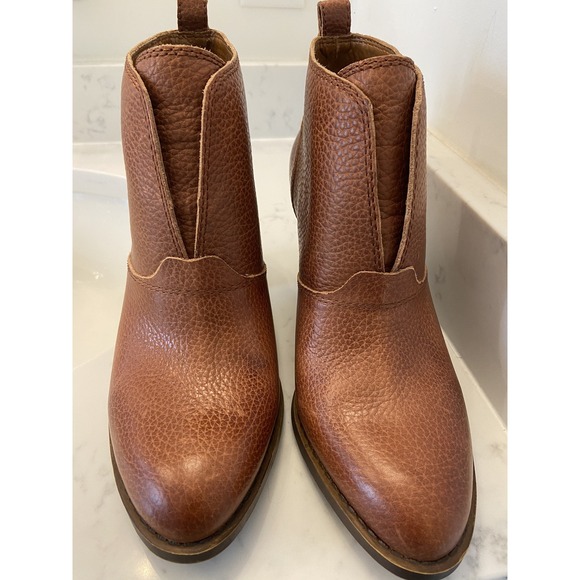 Lucky Brand Womens Rustic Leather Ankle boots 7.5M 3" heel - Booties Boot Brown - Picture 2 of 13